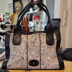 Fossil Black and White Satchel